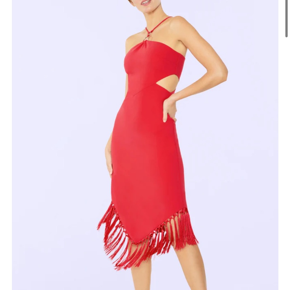 LIKELY brand red halter dress